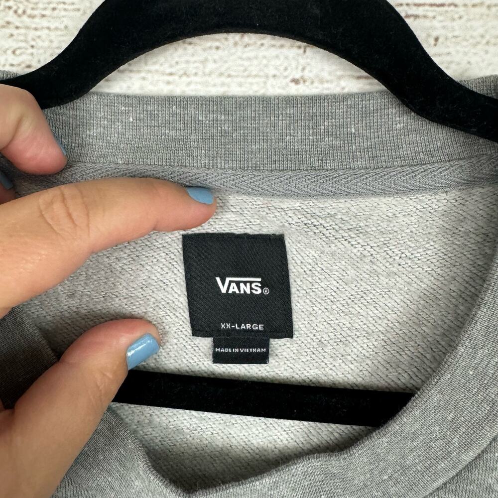Vans Men's Cozy Heather Gray Embroidered Patch Varsity Sweatshirt Size XXL - Picture 3 of 8
